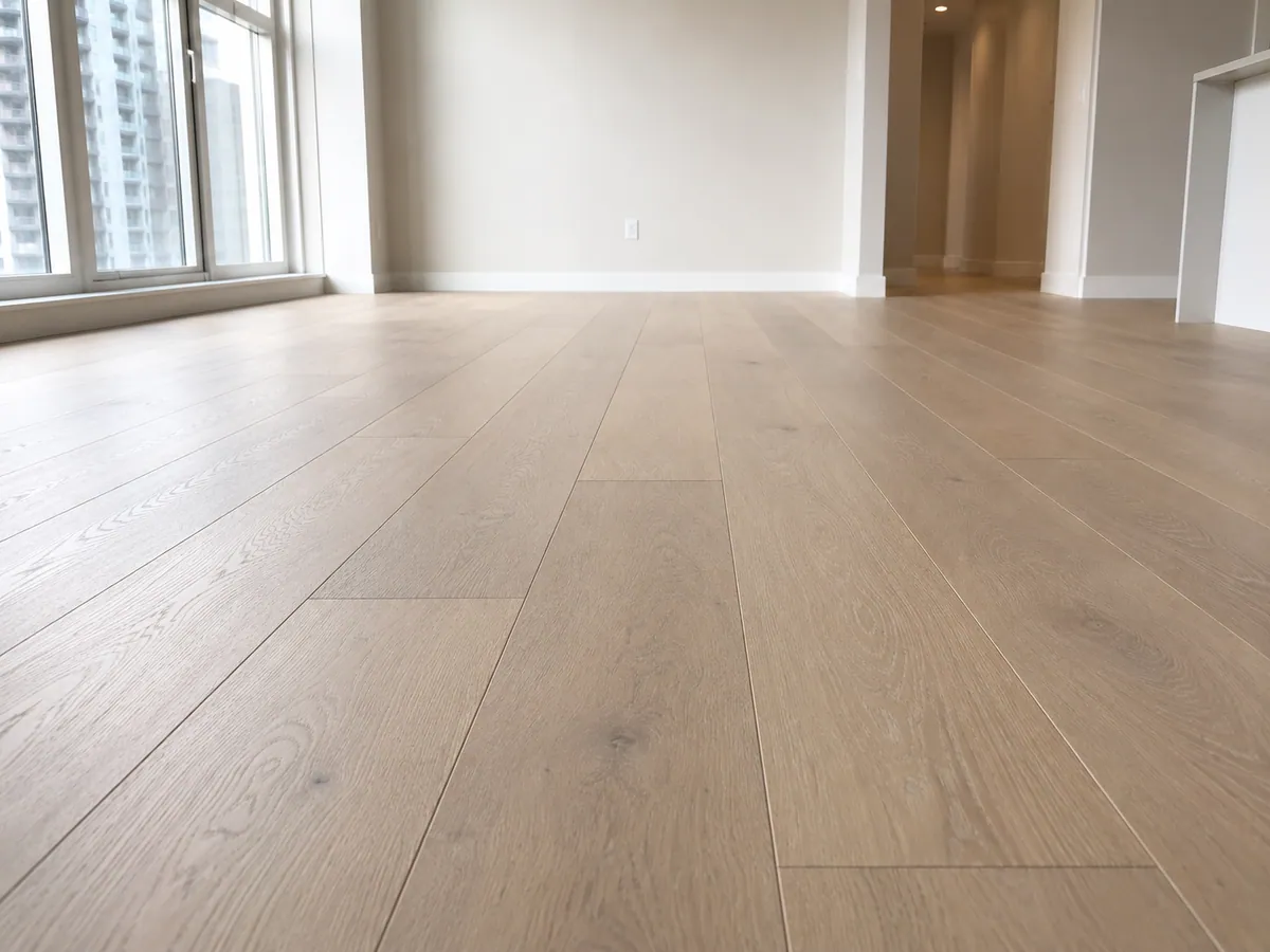 Wide-plank engineered hardwood floor in a Toronto living room
