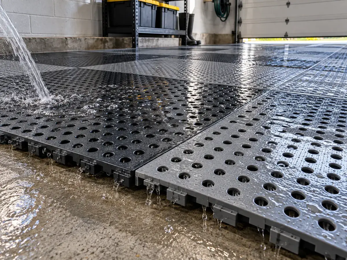 Perforated modular tile allowing water to drain through